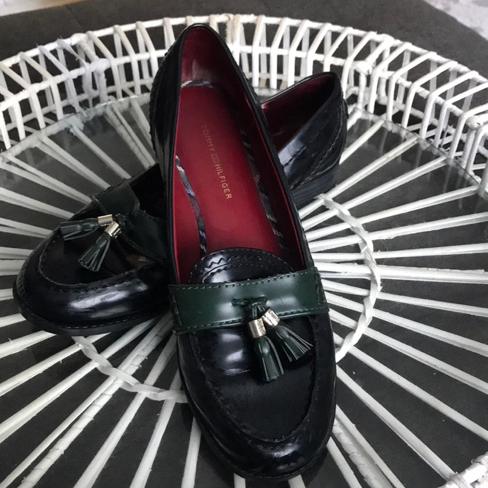 Tommy Hilfiger black and green loafers